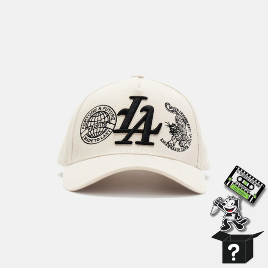 LA Fortune Snapback Hat - Off White+Pin