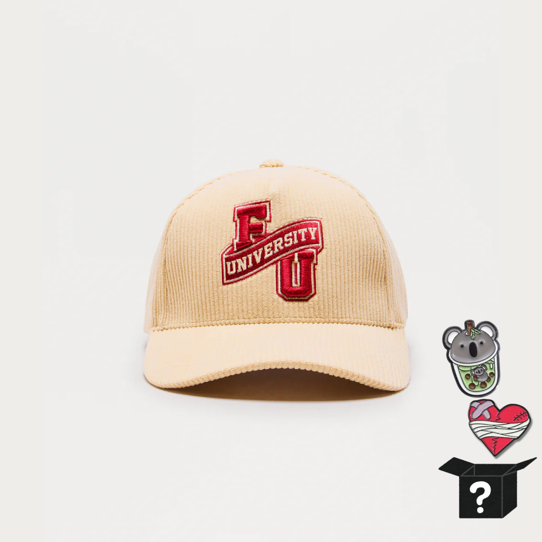 FU University Snapback Hat - Cream/combo+Pin