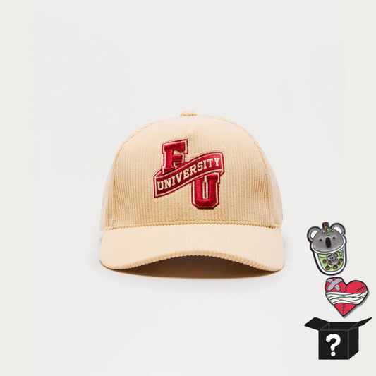 FU University Snapback Hat - Cream/combo+Pin